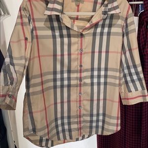 Burberry button down with rolled button sleeves